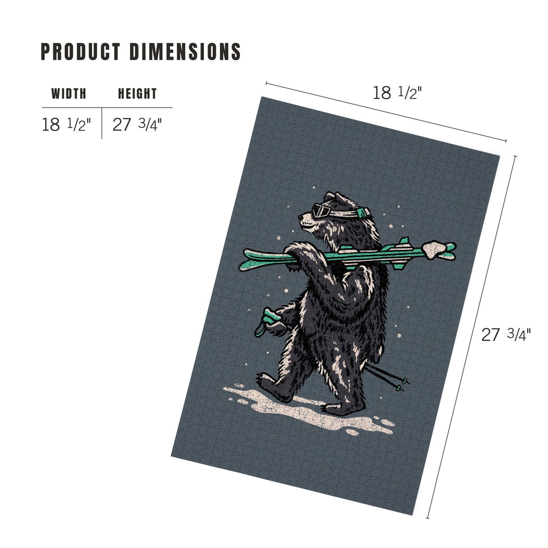 Ski Black Bear, Jigsaw Puzzle Puzzle Lantern Press 