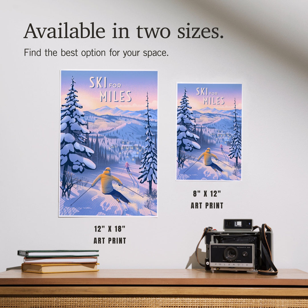 Ski for Miles, Skiing, Art & Giclee Prints Art Lantern Press 