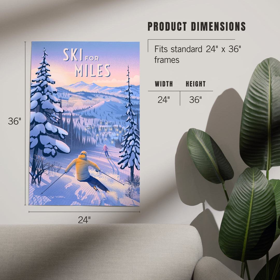 Ski for Miles, Skiing, Art & Giclee Prints Art Lantern Press 