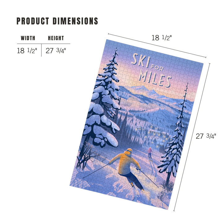 Ski for Miles, Skiing, Jigsaw Puzzle Puzzle Lantern Press 