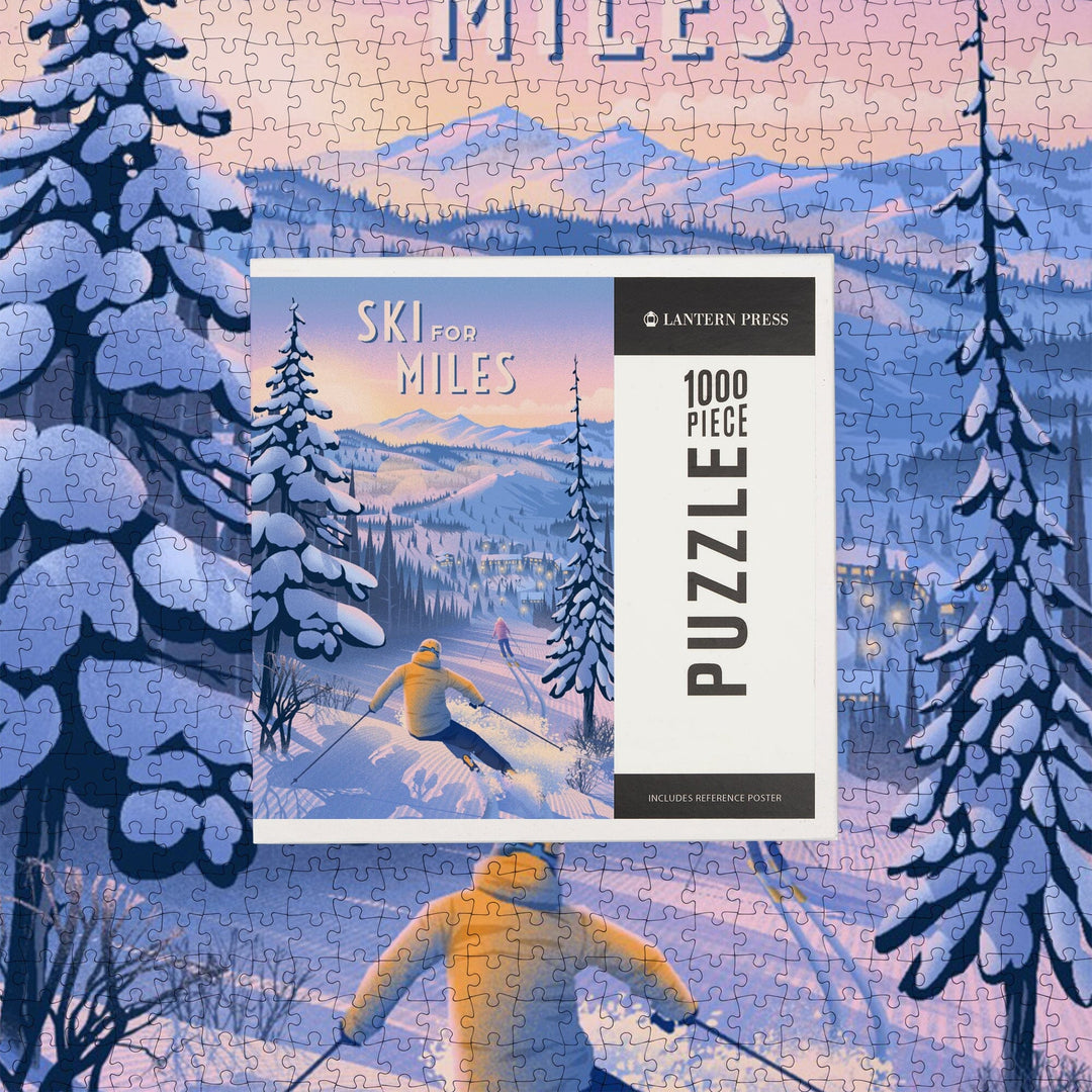 Ski for Miles, Skiing, Jigsaw Puzzle Puzzle Lantern Press 