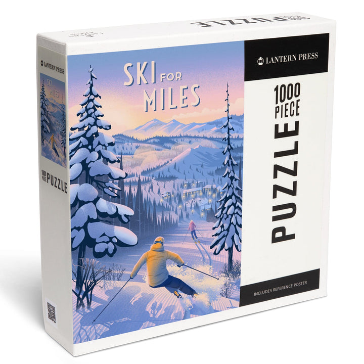 Ski for Miles, Skiing, Jigsaw Puzzle Puzzle Lantern Press 