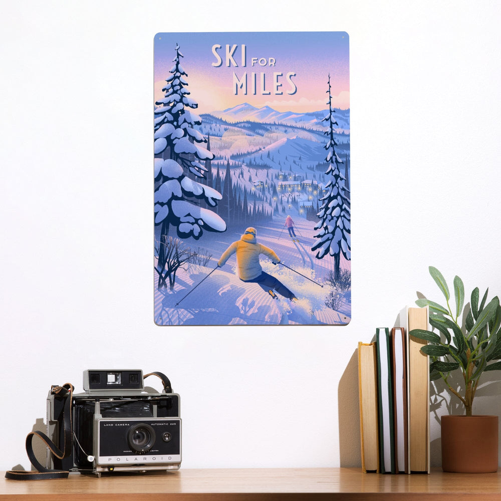 Ski for Miles, Skiing, Metal Signs Metal Lantern Press 