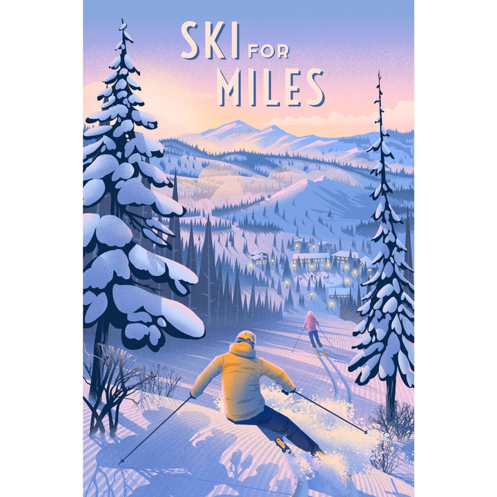 Ski for Miles, Skiing, Stretched Canvas Canvas Lantern Press 