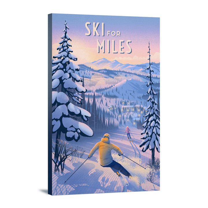 Ski for Miles, Skiing, Stretched Canvas Canvas Lantern Press 