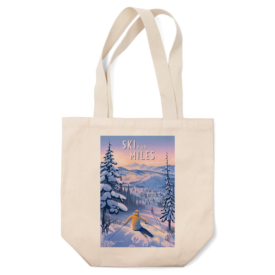 Ski for Miles, Skiing,, Tote Bag Totes Lantern Press 