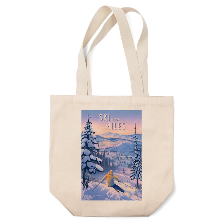 Ski for Miles, Skiing, Tote Bag Totes Lantern Press 