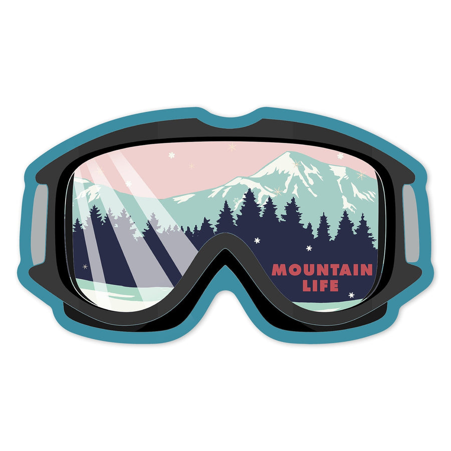 Ski Goggles, Mountain Life, Contour, Vinyl Sticker Sticker Lantern Press 