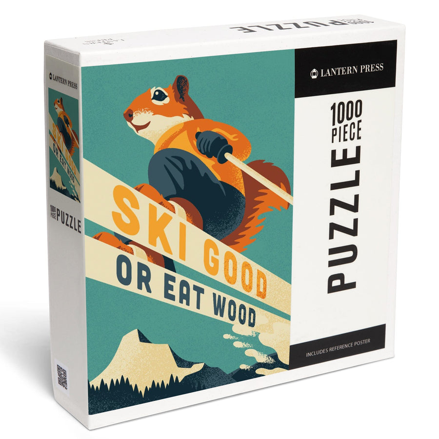 Ski Good or Eat Wood, Animal Activities Series, Ski Squirrel, Jigsaw Puzzle Puzzle Lantern Press 