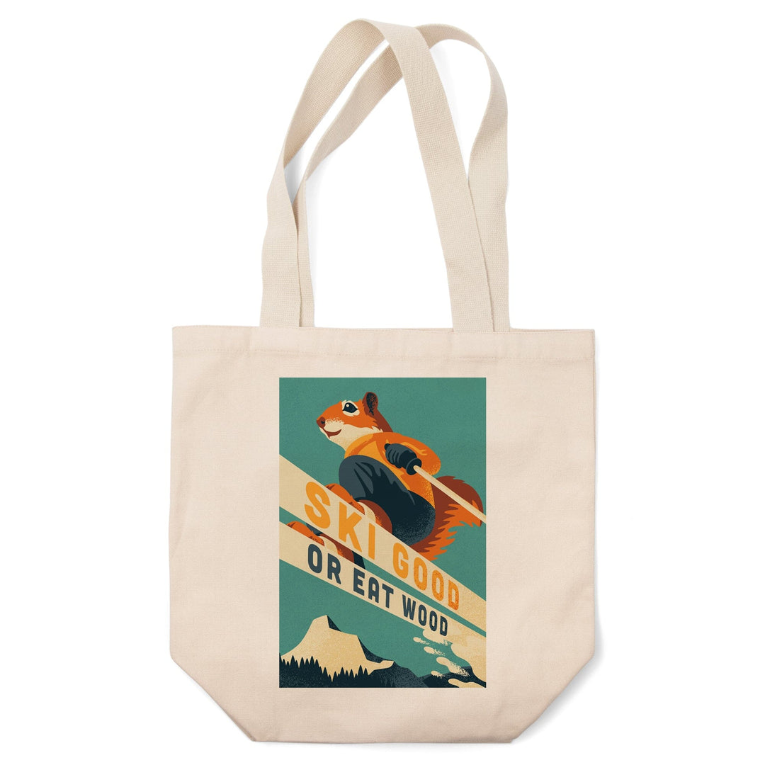 Ski Good or Eat Wood, Animal Activities Series, Ski Squirrel, Tote Bag Totes Lantern Press 