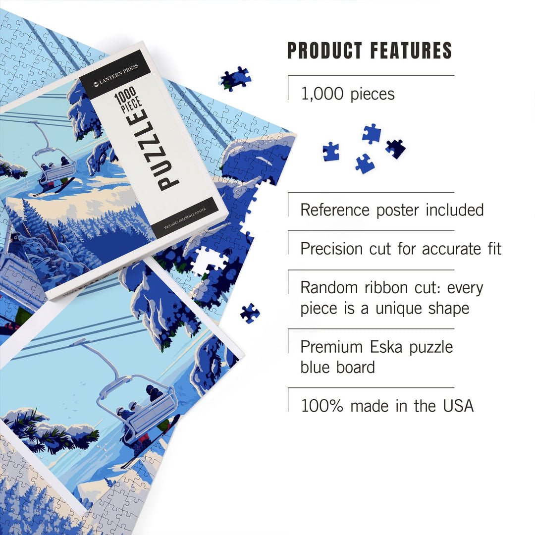 Ski Lift Above The Trees, Jigsaw Puzzle Puzzle Lantern Press 