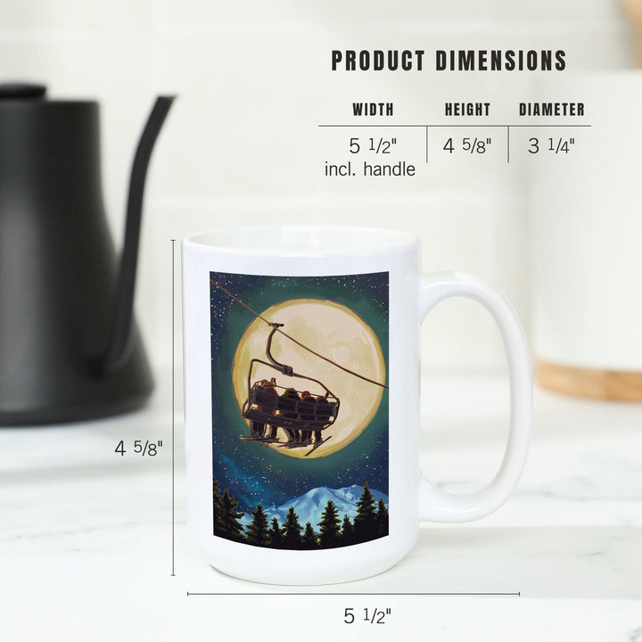Ski Lift and Full Moon, Ceramic Mug Mugs Lantern Press 
