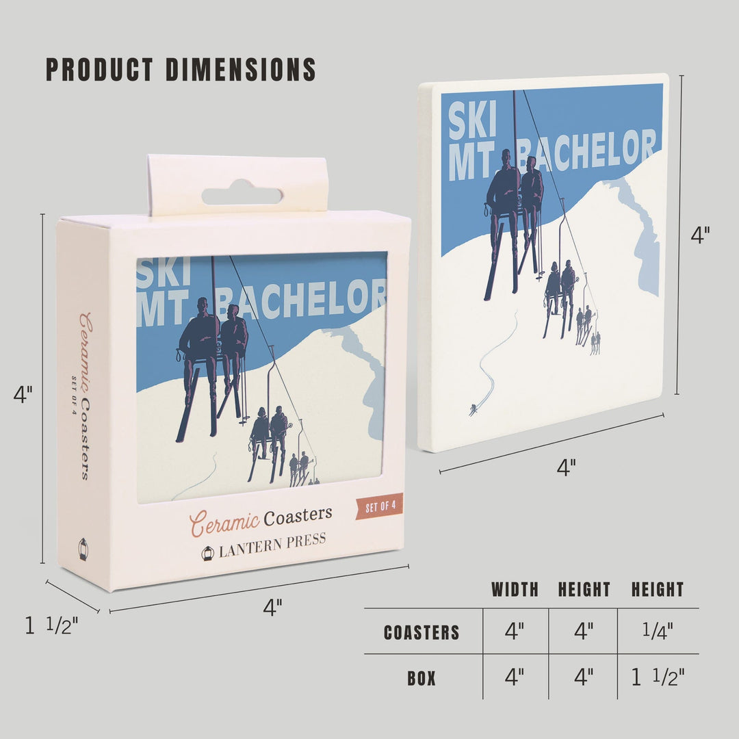 Ski Mt. Bachelor, Oregon, Ski Lifts, Coasters Coasters Lantern Press 