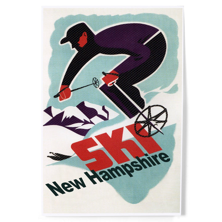 Ski New Hampshire, Retro Skier, Art & Giclee Prints Art Lantern Press 