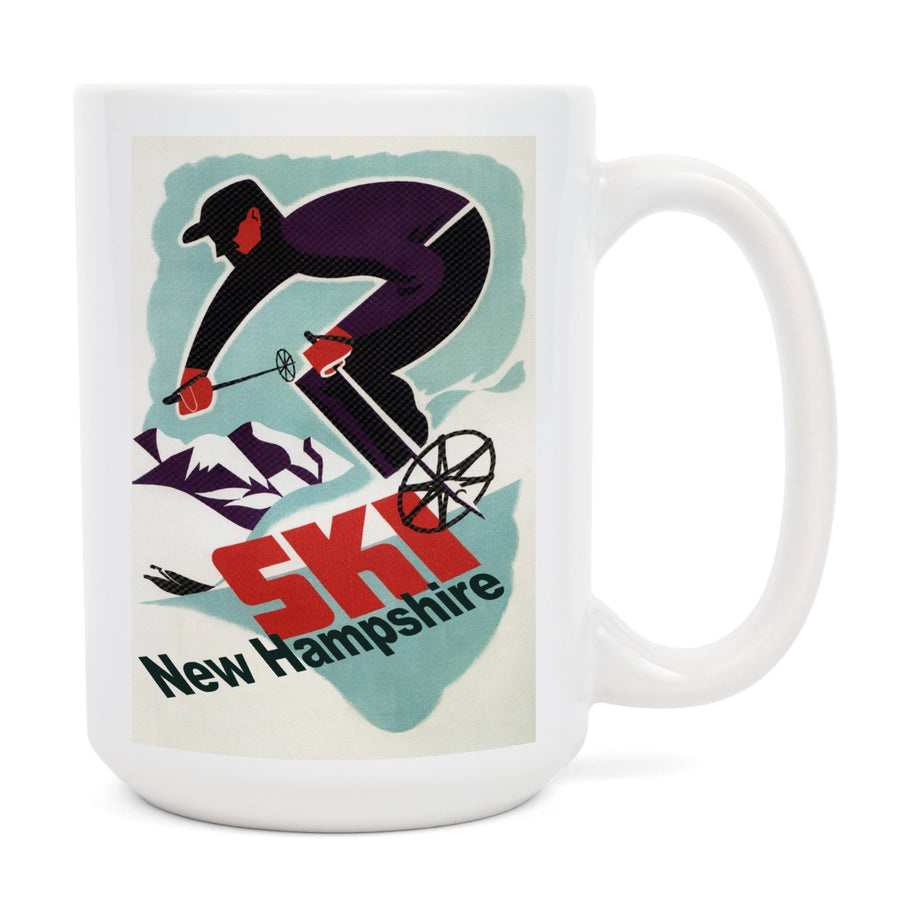 Ski New Hampshire, Retro Skier, Lantern Press Artwork, Ceramic Mug Mugs Lantern Press 
