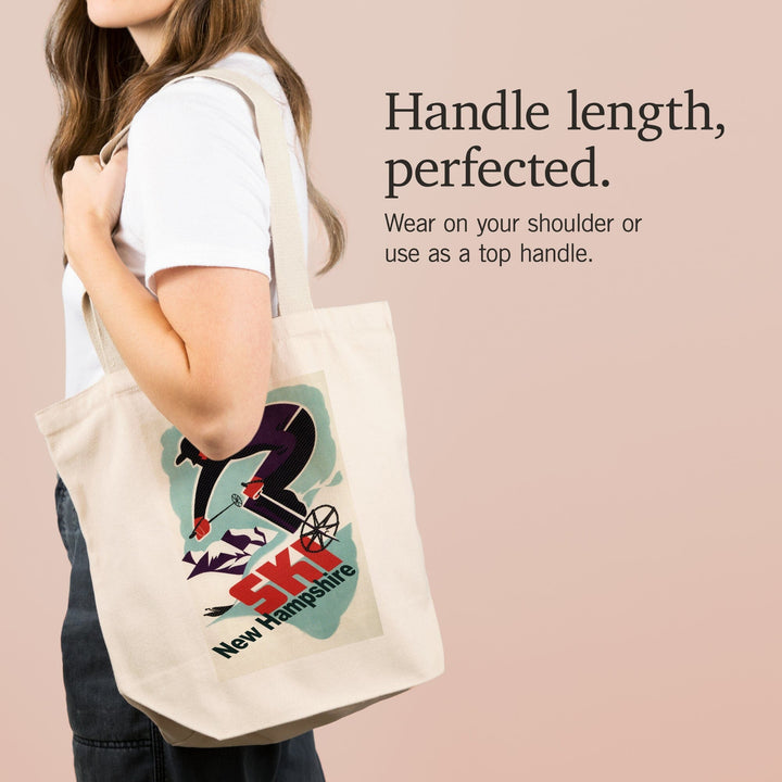 Ski New Hampshire, Retro Skier, Tote Bag Totes Lantern Press 
