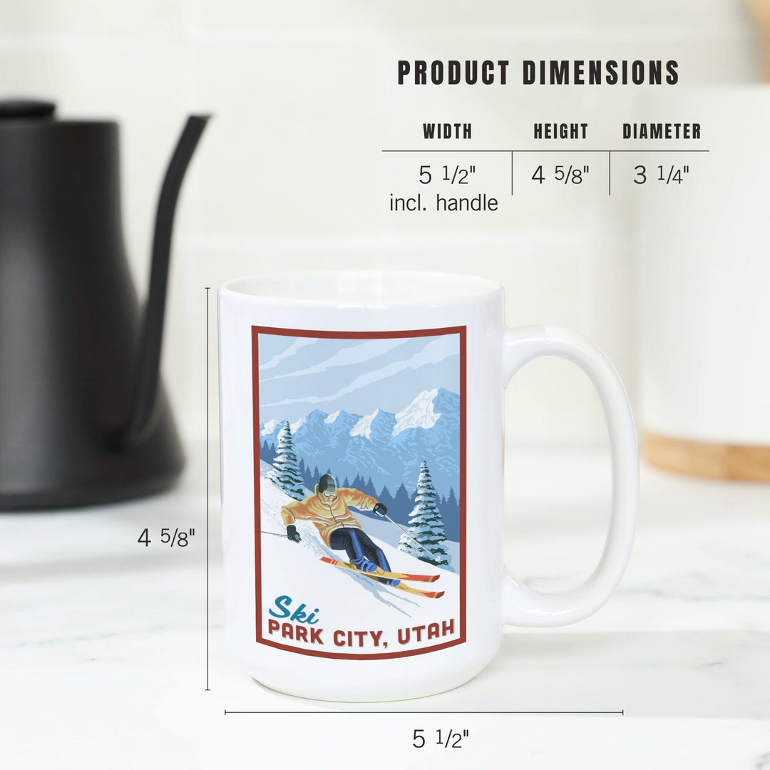 Ski Park City, Utah, Downhill Skier, Ceramic Mug Mugs Lantern Press 