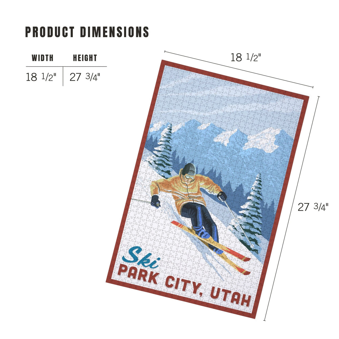 Ski Park City, Utah, Downhill Skier, Jigsaw Puzzle Puzzle Lantern Press 
