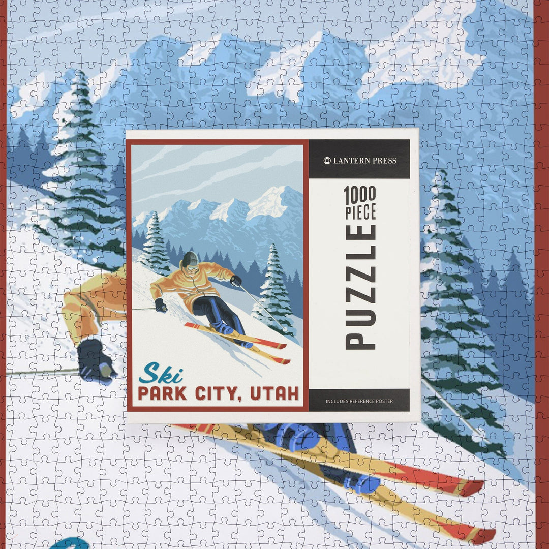 Ski Park City, Utah, Downhill Skier, Jigsaw Puzzle Puzzle Lantern Press 