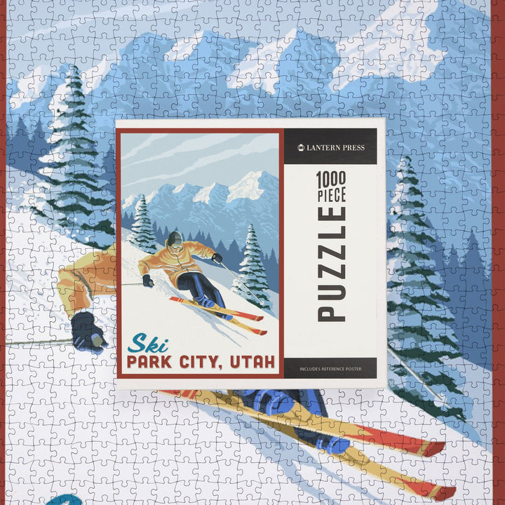 Ski Park City, Utah, Downhill Skier, Jigsaw Puzzle Puzzle Lantern Press 