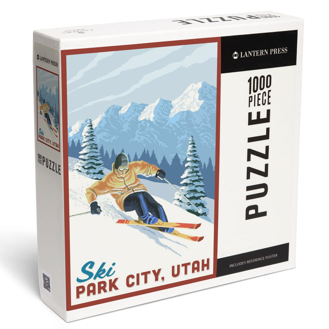 Ski Park City, Utah, Downhill Skier, Jigsaw Puzzle Puzzle Lantern Press 