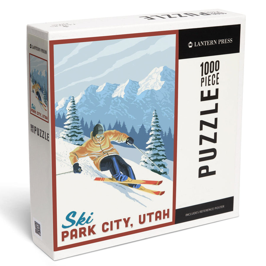 Ski Park City, Utah, Downhill Skier, Jigsaw Puzzle Puzzle Lantern Press 