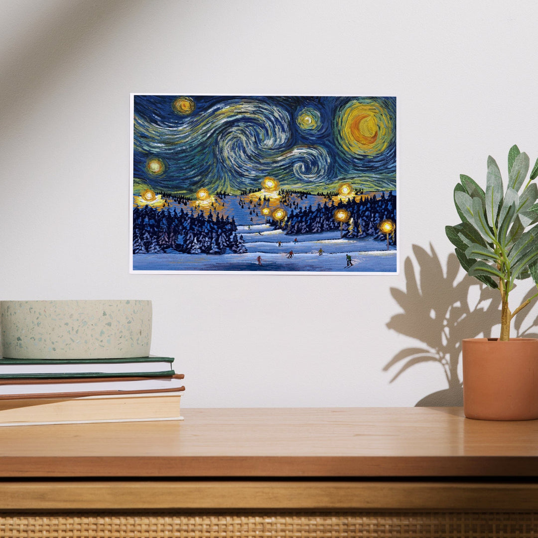 Ski Resort, Starry Night, Art & Giclee Prints Art Lantern Press 