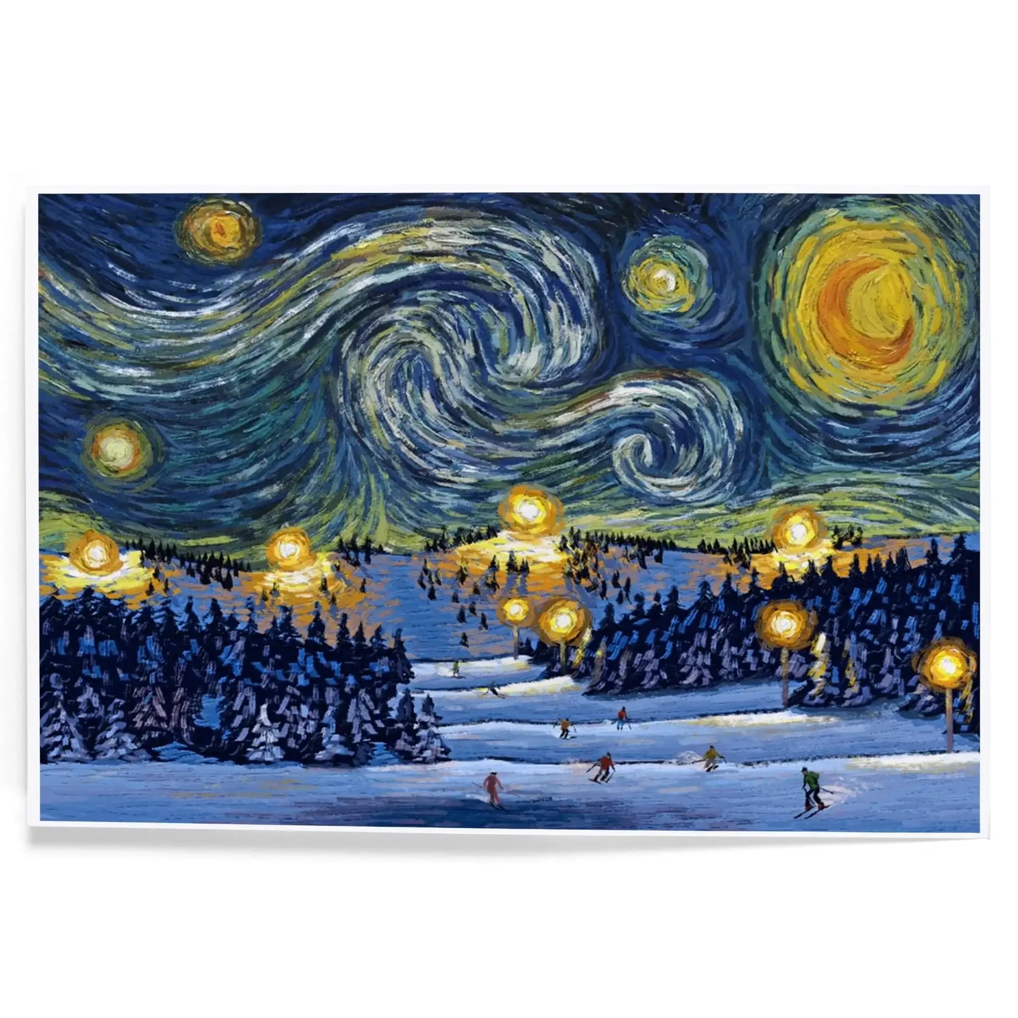 Ski Resort, Starry Night art prints, metal signs – Lantern Press