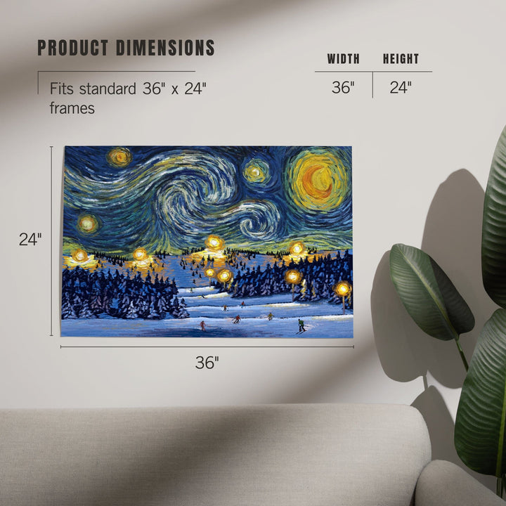 Ski Resort, Starry Night, Art & Giclee Prints Art Lantern Press 