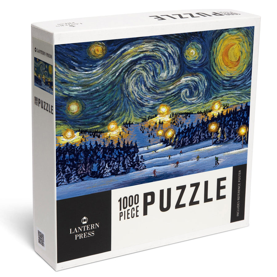 Ski Resort, Starry Night, Jigsaw Puzzle Puzzle Lantern Press 