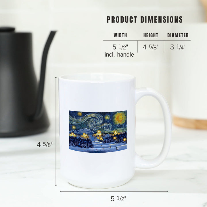 Ski Resort with Mountain, Starry Night, Ceramic Mug Mugs Lantern Press 