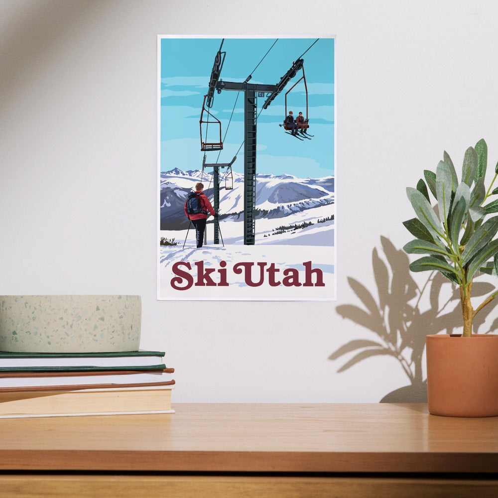 Ski Utah, Ski Lift Day Scene, Art & Giclee Prints Art Lantern Press 