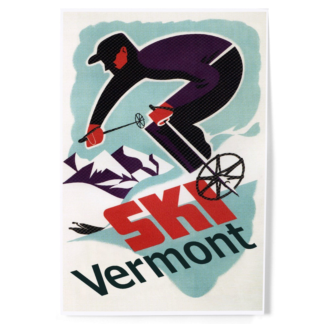 Ski Vermont, Retro Skier, Art & Giclee Prints Art Lantern Press 