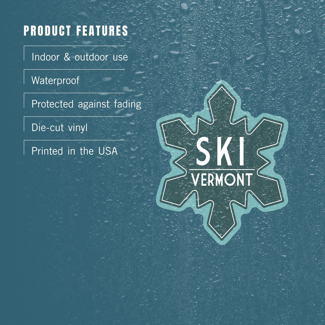 Ski Vermont, Simply Said, Contour, Vinyl Sticker Sticker Lantern Press 