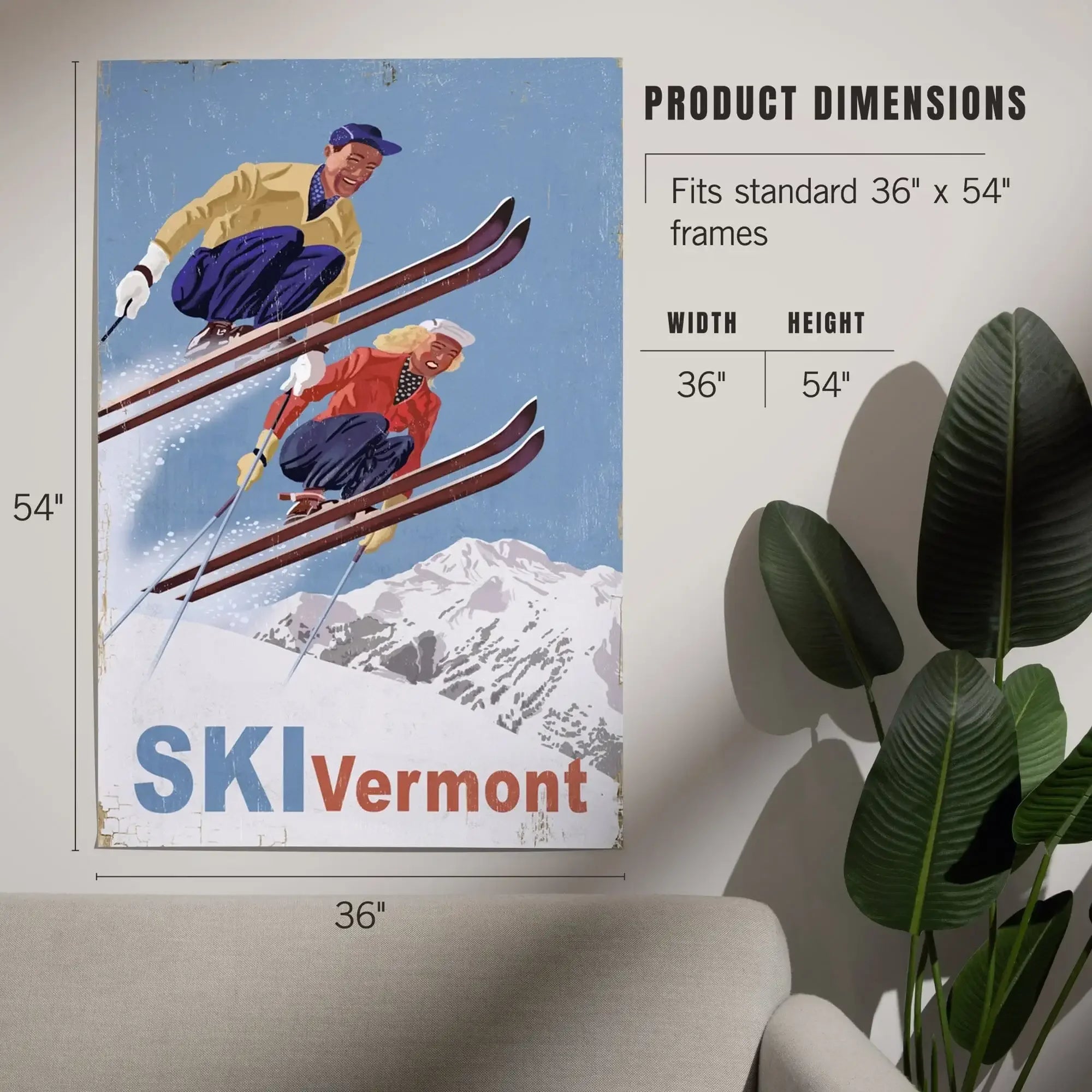 Ski Vermont, Vintage Skiers art prints, metal signs – Lantern Press