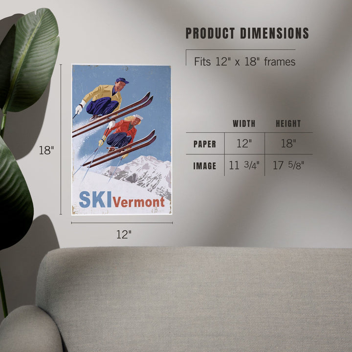 Ski Vermont, Vintage Skiers, Art & Giclee Prints Art Lantern Press 