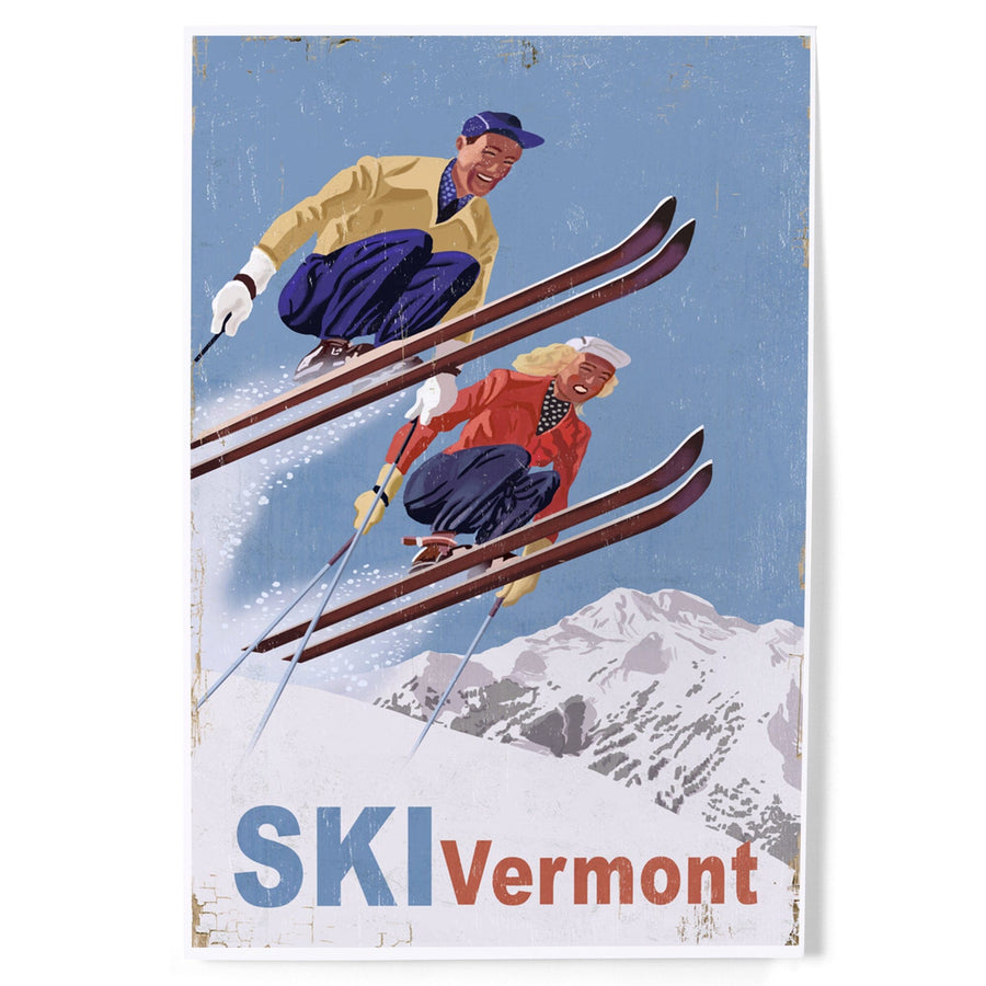 Ski Vermont, Vintage Skiers, Art & Giclee Prints Art Lantern Press 