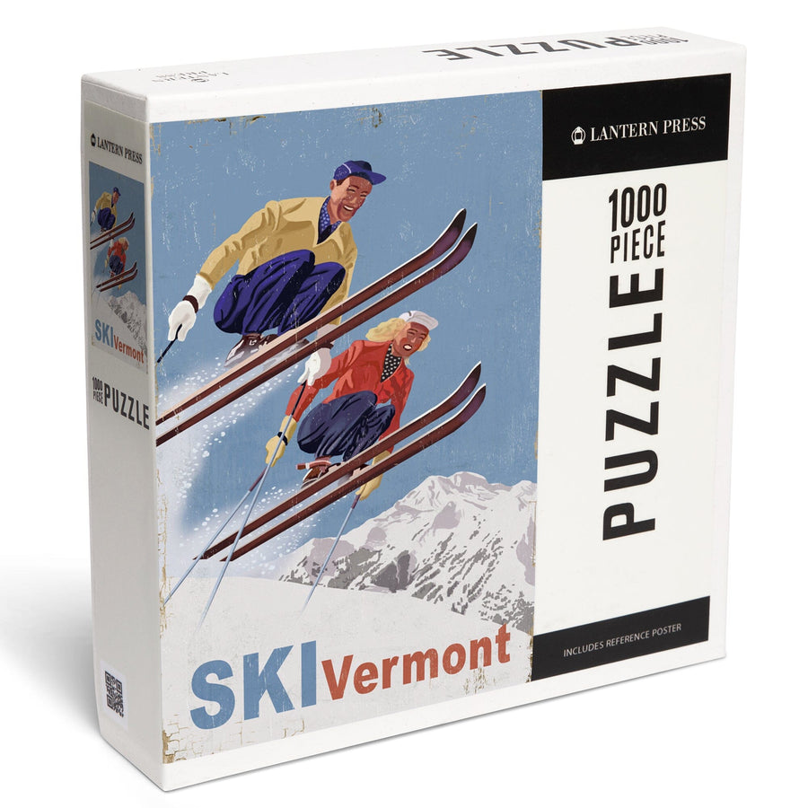 Ski Vermont, Vintage Skiers, Jigsaw Puzzle Puzzle Lantern Press 