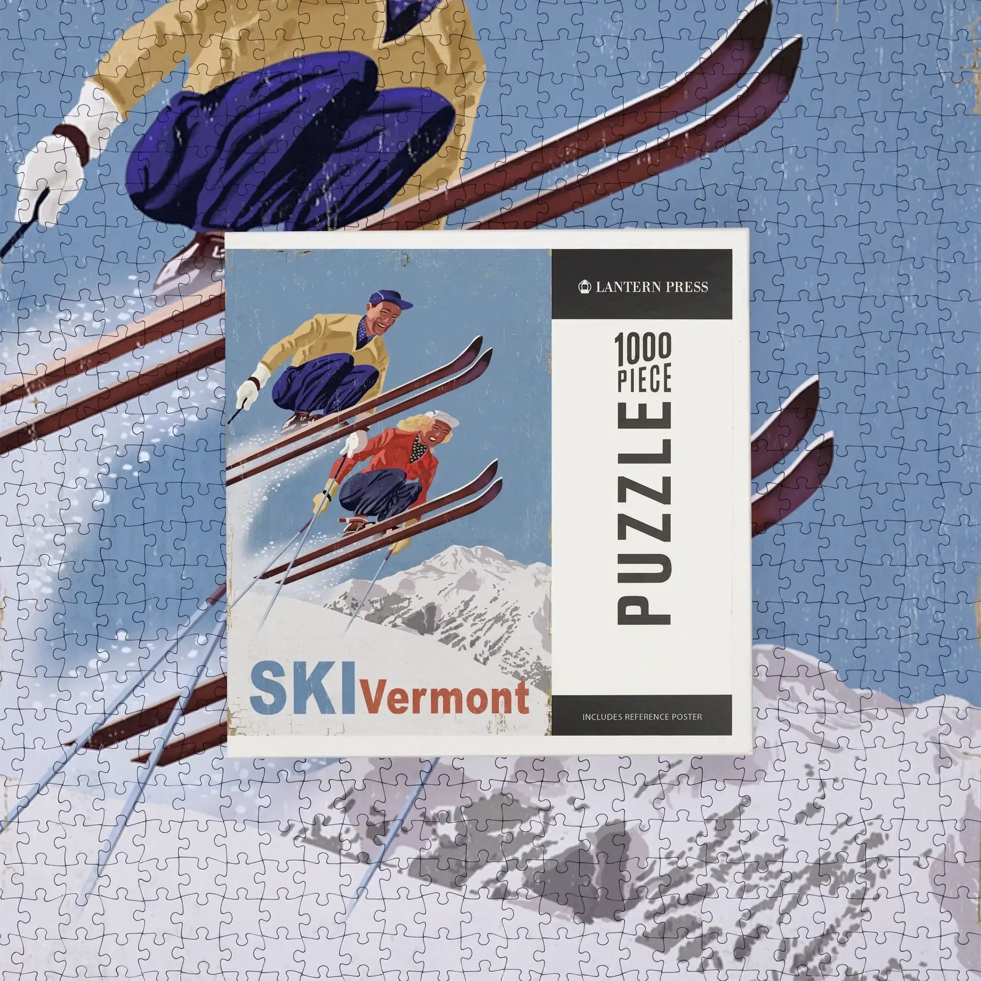 ポスター tap Ski Vermont, Vintage Skiers, 1000 piece jigsaw puzzle – Lantern Press