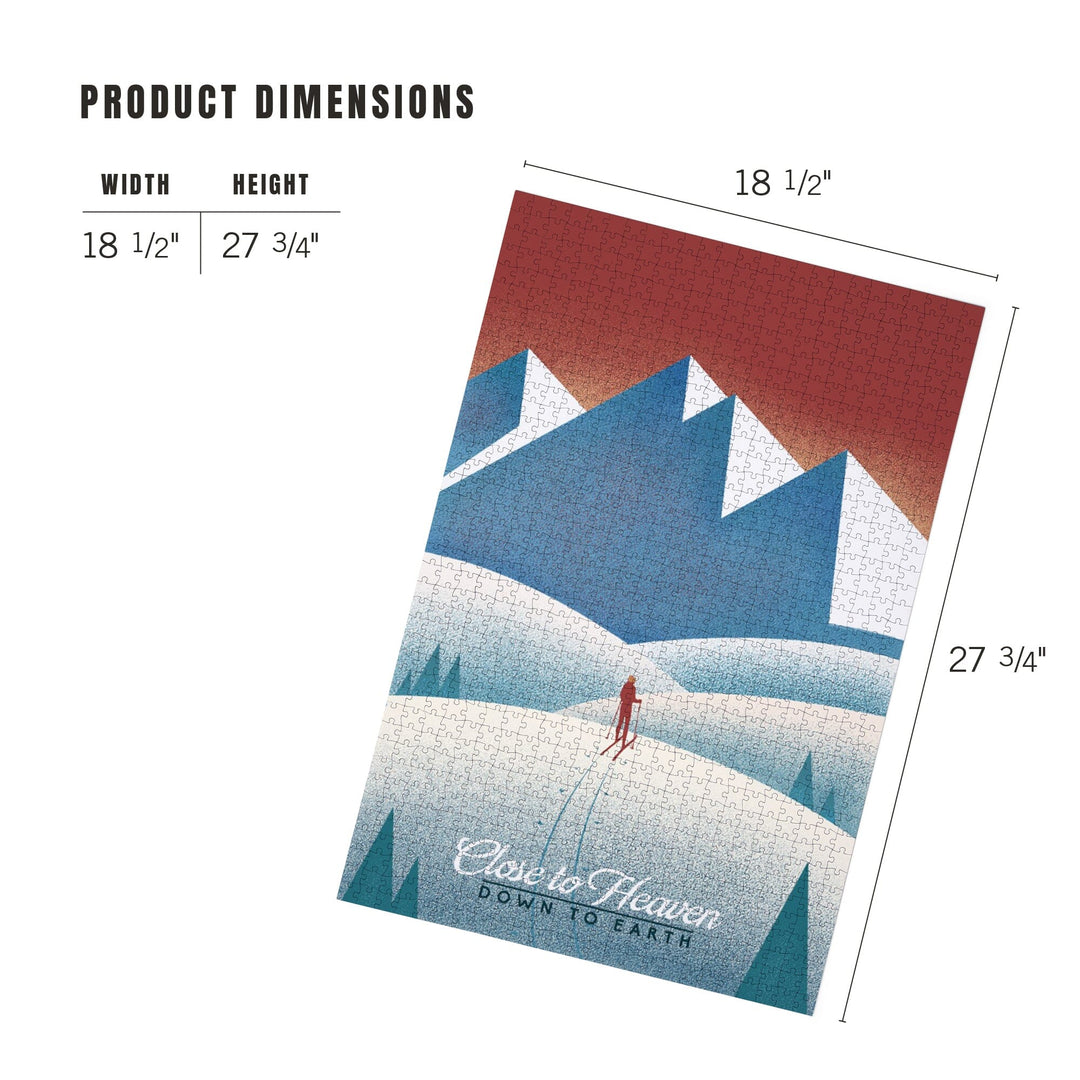 Skier In the Mountains, Litho, Jigsaw Puzzle Puzzle Lantern Press 