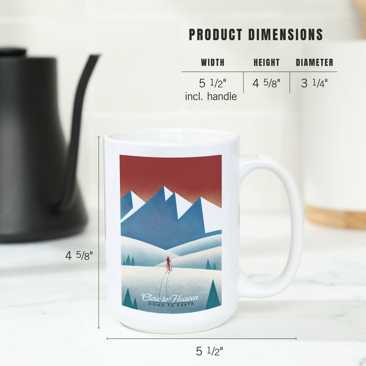 Skier In the Mountains, Litho, Lantern Press Artwork, Ceramic Mug Mugs Lantern Press 