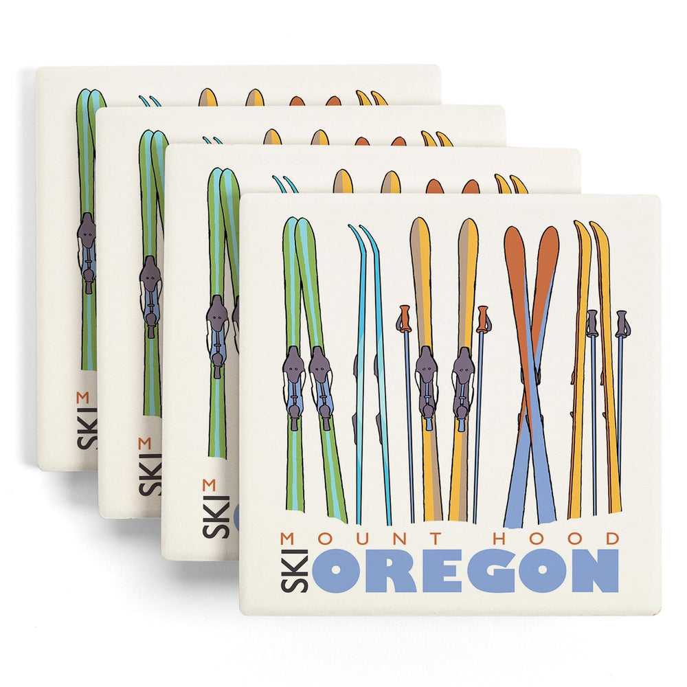 Skis in Snow, Mt. Hood, Oregon, Coasters Coasters Lantern Press 