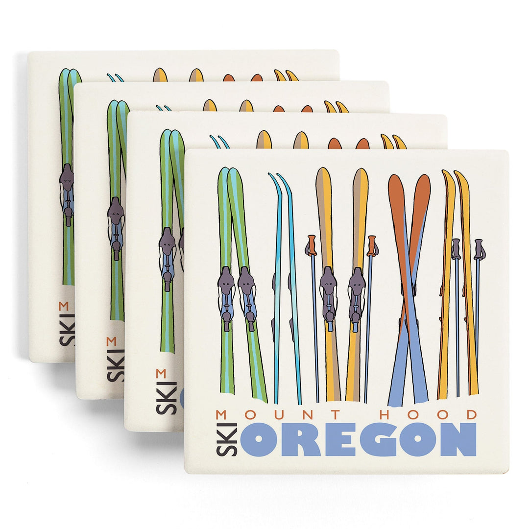 Skis in Snow, Mt. Hood, Oregon, Coasters Coasters Lantern Press 