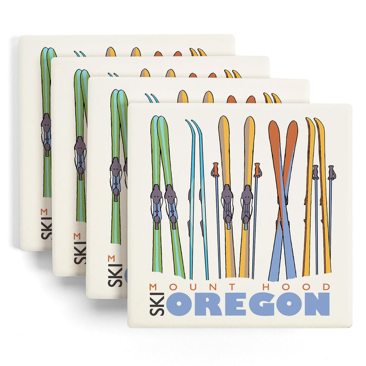 Skis in Snow, Mt. Hood, Oregon, Coasters Coasters Lantern Press 