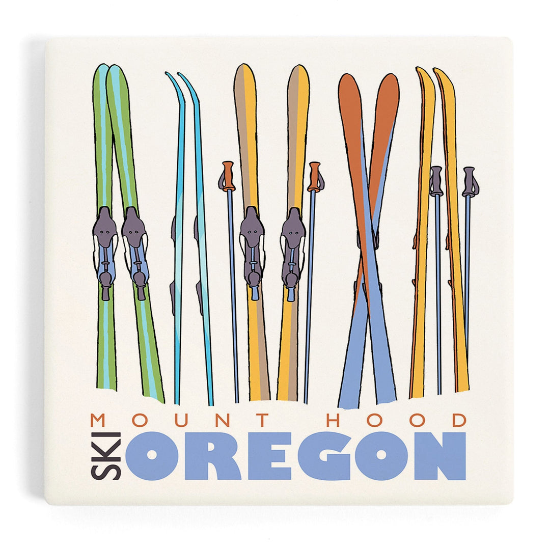 Skis in Snow, Mt. Hood, Oregon, Coasters Coasters Lantern Press 