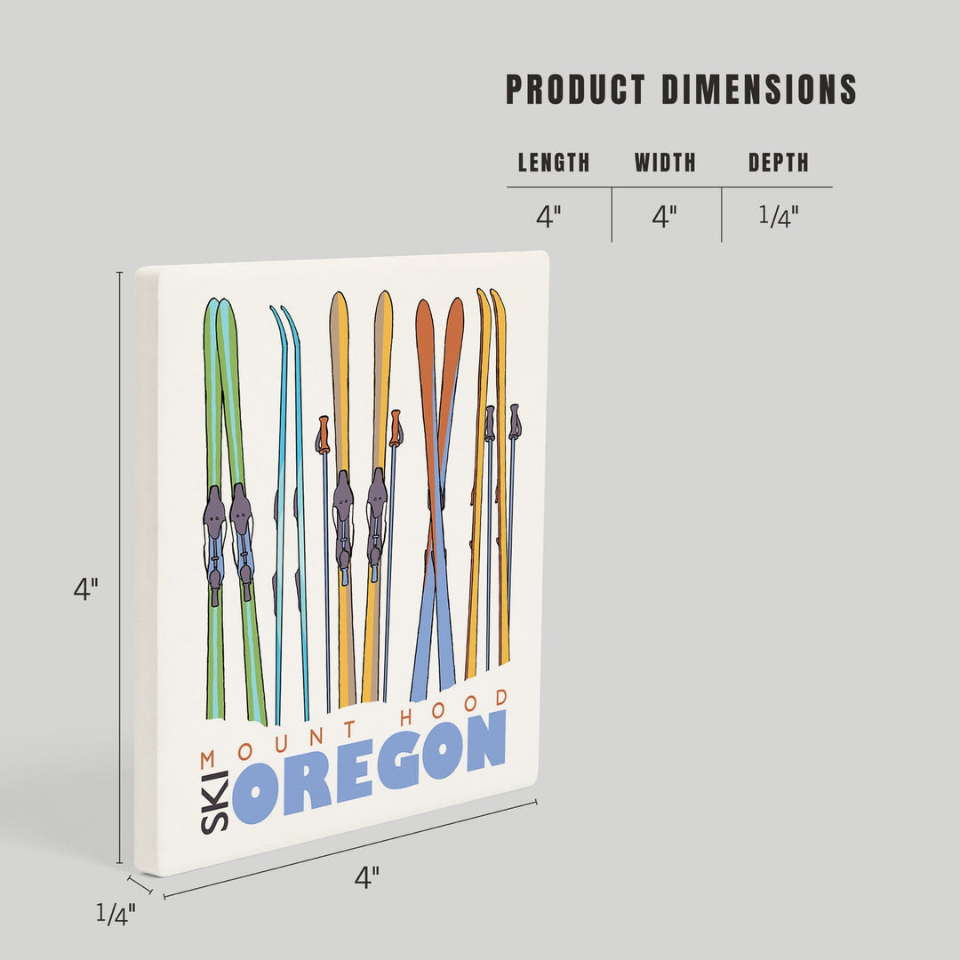 Skis in Snow, Mt. Hood, Oregon, Coasters Coasters Lantern Press 