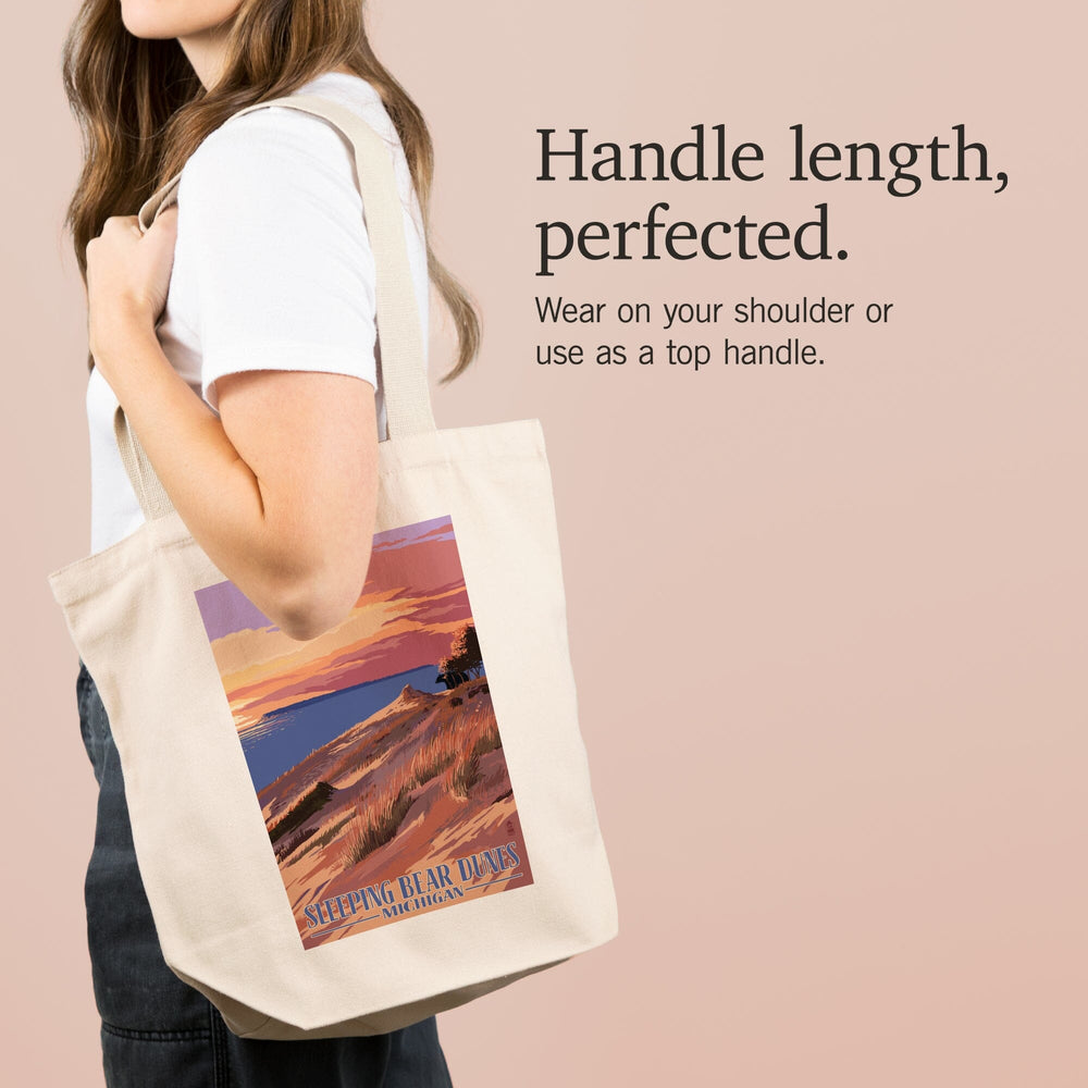 Sleeping Bear Dunes, Michigan, Dunes Sunset and Bear, Tote Bag Totes Lantern Press 