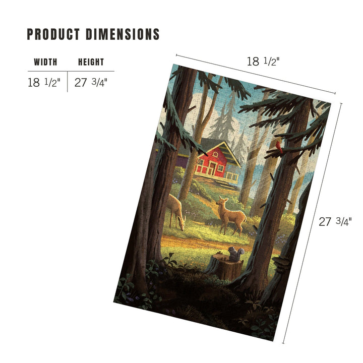 Slip Away, Cabin With Wildlife, Jigsaw Puzzle Puzzle Lantern Press 