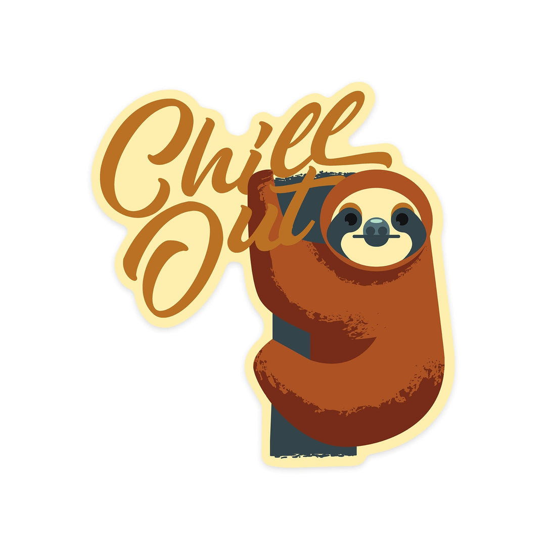 Sloth, Geometric, Chill Out, Contour, Lantern Press Artwork, Vinyl Sticker Sticker Lantern Press 