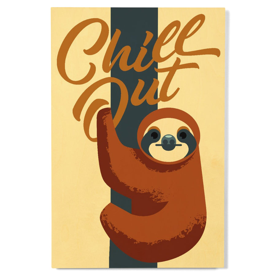 Sloth, Geometric, Chill Out, Lantern Press Artwork, Wood Signs and Postcards Wood Lantern Press 